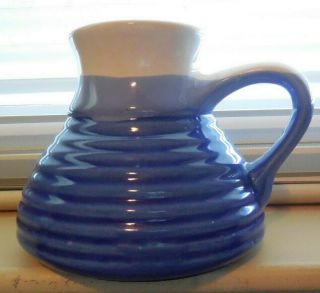 Vintage Stoneware Pottery Ceramic Blue White Travel Mug No Spill Slip Coffee Cup