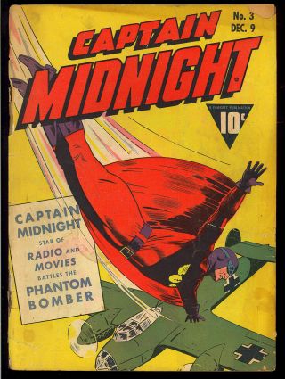 Captain Midnight 3 Classic Nazi Wwii War Cover Golden Age Fawcett Comic 1943 Fr