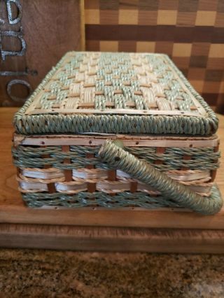Vintage Dritz Sewing Basket Box Mid Century Woven Wicker Japan 3