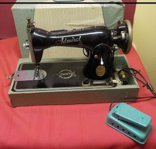 Vintage Antique Admiral Sewing Machine In Case
