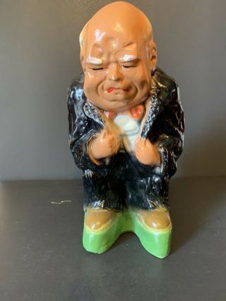 Vintage Antique Winston Churchill Chalkware Statue / Bank Political Satire