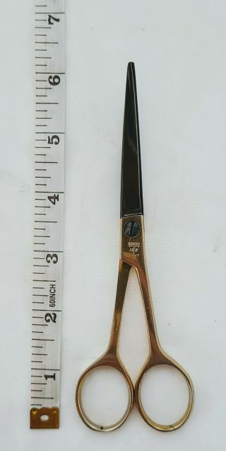Vintage Nogent 122 Scissors Curved 6 " Gold Tone Handles Black Shears France