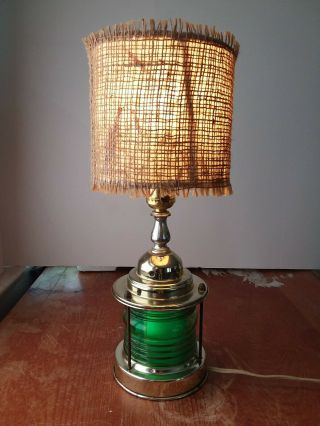 Vintage Nautical Décor Starboard Side Green Table Lamp,  W Handcrafted Lamp Shade