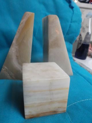 Vintage Marble Book Ends And Paper Weight