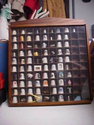 80 Thimbles In Display Case