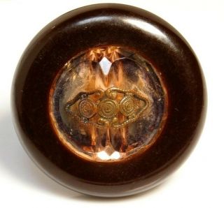 Antique Vtg Button X - Large Bakelite & Glass I