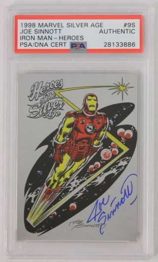 1998 Joe Sinnott Iron Man Heroes Of The Silver Age Signed Card (psa/dna)