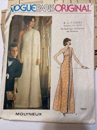Vintage Vogue Paris 1217 Sewing Pattern,  Molyneux Size 14 Evening Dress