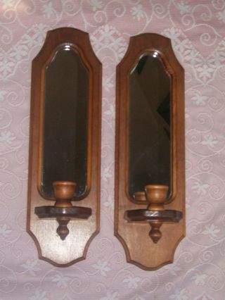 Vintage Pair Home Interiors/ Homco Mirrored Wall Hanging Sconce Candle Holders