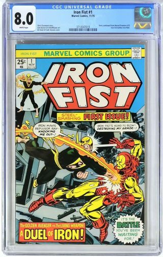 E157.  Iron Fist 1 By Marvel Comics Cgc 8.  0 Vf (1975) 1st Solo Iron Fist Series