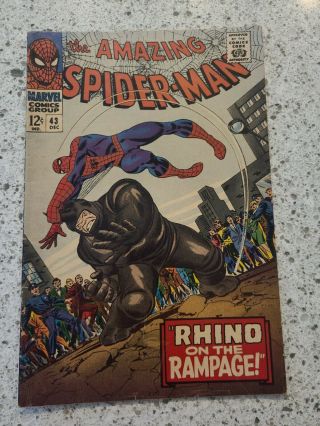 The Spider - Man 43 (dec 1966,  Marvel Comics) Origin Rhino