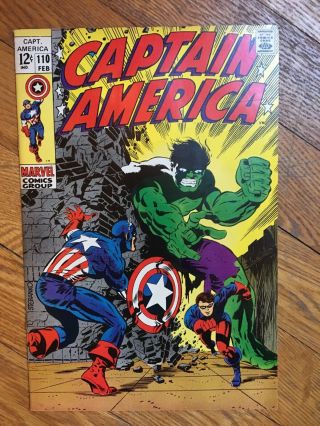 Marvel Comics Captain America 110 February 1969 Silver Age Steranko Art Vg,