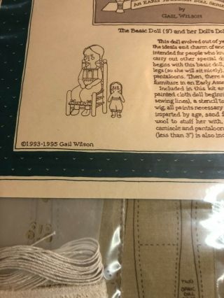 Gail Wilson Early American Doll Kit for 9 inch Doll and her dolly NRFP 1995 2