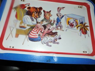 Vintage Metal Tv Tray For Children With Bear,  Fox Rabbit,  Monkey,  Dog,  Parrot Wi