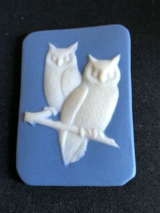 Vintage Jasperware Button - - - 2 Owls On Branch - Shirley Shaw,  X - Large 2 "