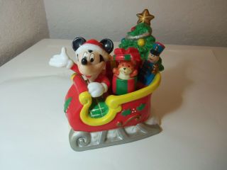 Enesco - Mickey Mouse Ceramic Music Box Here Comes Santa Claus Fine