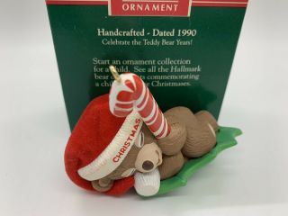 Vintage Hallmark 1990 Baby’s First Christmas Teddy Bear Ornament 1st In Series 2
