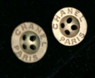 Designer Chanel Paris Buttons 3/8 " Gold Metal Cc Logo (2 Available)