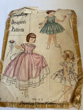 Vintage Simplicity Designers Pattern Child Girls 1950