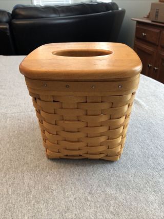 Longaberger 1998 Tissue Box Basket With Lid Tall Square
