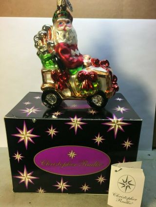 Christopher Radko Golf Santa Glass Christmas Ornament W/box