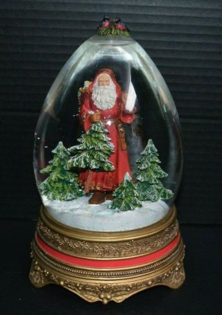 Hallmark Father Christmas 9 " Musical Egg Snow Globe Santa Claus