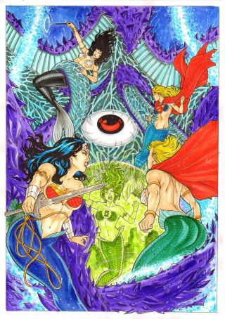 Ldj Mermaid Starro 11x17 " Sexy Color Pinup Art Comic Page By Ed Silva