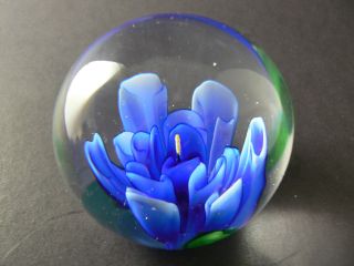 Dynasty Gallery Heirloom Collectibles Clear Glass Ball Flower Paperweight B10