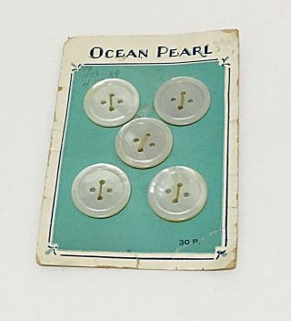 Antique Ocean Pearl Mother Of Pearl Buttons On Cards Collectible Crafts 2