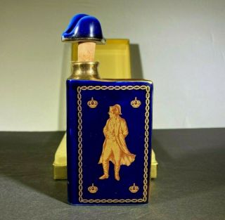 Napoleon 1769 - 1969 Limoges Cobalt Blue Porcelain Cognac Decanter Bottle 22kt