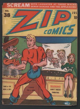 Zip Comics 38 G/vg 3.  0 Cream Pages Steel Sterling