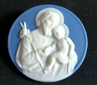 Vintage Jasperware Button - - - Joseph & Jesus - - Stella Rzanski - X - Large 2 "