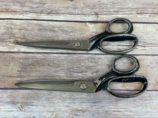 Two (2) Vintage Wiss Inlaid 20 Shears Scissors Steel Forged Usa Large 10 1/4 "