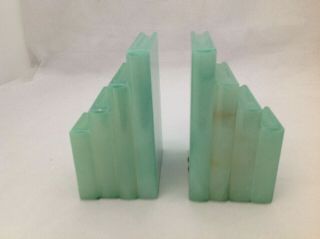 Vintage Art Deco Italian Alabaster Bookends Library Set Hand Carved Italy Books