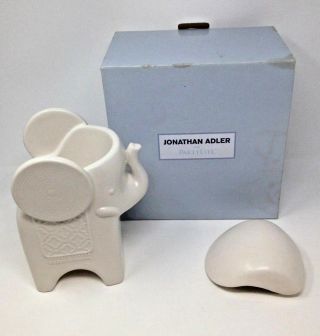 Partylite Jonathan Adler White Ceramic Elephant Jar Candle Holder