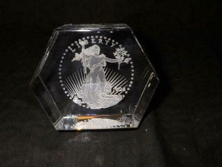 Baccarat Lady Liberty 1908 403/1200 Wells Fargo Crystal Paperweight Glass
