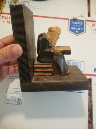 Vintage Wood Bookend Monk Reading Also Could Be Door Stop 2