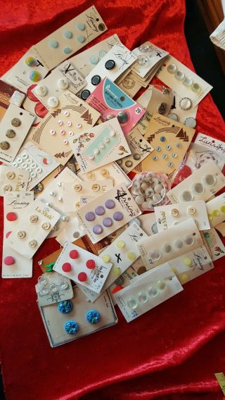 Vintage 57 Cards Of 250,  Buttons On Cards
