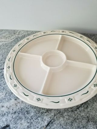 Longaberger Wt Pottery Heritage Green Divided Dish Relish Tray/platter 4 - 1