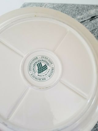 Longaberger WT Pottery Heritage Green Divided Dish Relish Tray/Platter 4 - 1 2