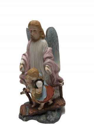Vintage Figurine,  Guardian Angel With Two Small Children.