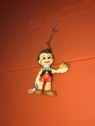 Vtg Anri Toriart Disney Pinocchio Holding Apple Handcrafted Wood Figure Ornament