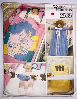 Vogue Baby Craft 2535 Sew Pattern Bear Diaper Bag - Applique Crib Accessories
