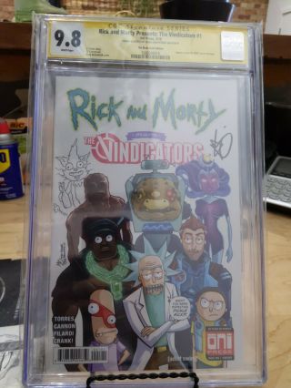 Signed And Sketched Rick And Morty Presents The Vindicators 1 Cgc 9.  8