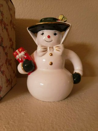 Shiny Brite Christopher Radko Mrs Snowcheer Teapot w/Box 2