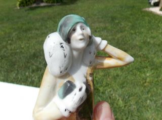 Porcelain Half Doll Lady Pin Cushion Top Bust Flapper Girl Germany 74506