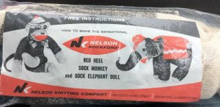 Sock Monkey Elephant Doll 3pr Nelson Rockford Red Heel Socks Instructions Plush