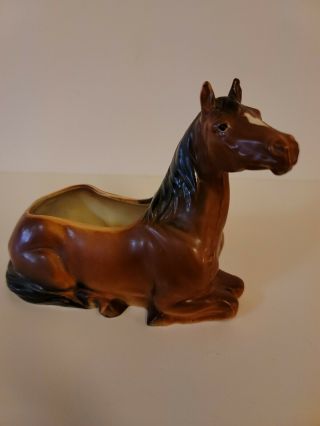 Vintage Inarco Japan Brown Horse Ceramic Planter
