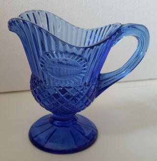 Vintage Fostoria Avon George Martha Washington Blue Goblets,  Plate,  Pitcher 3