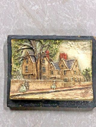 Sarah W.  Symonds Vintage Chalkware Plaque,  House Of Seven Gables
